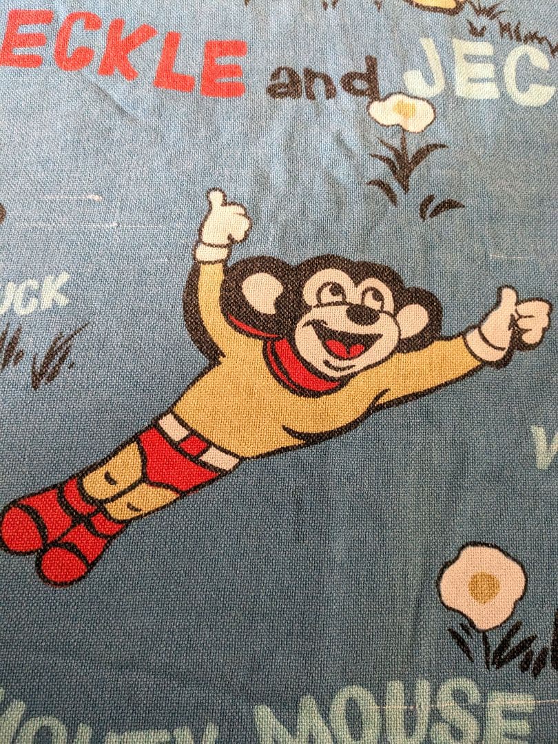 アメリカビンテージソファ、ベッドカバー　アメリカアニメ　コットン