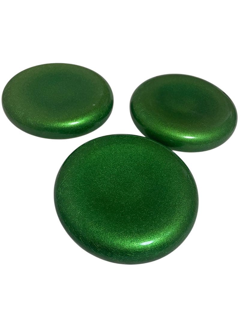 美品　カマチ陶舗　3枚セット　前菜プレート　グリーン　緑　kamachi①