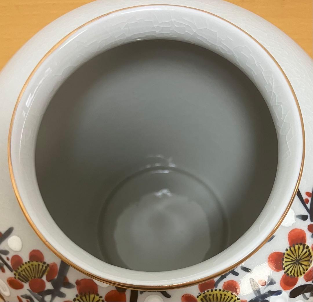 【九谷焼】花瓶 花鳥図 梅に鶯（うぐいす）木箱付き 伝統工芸品