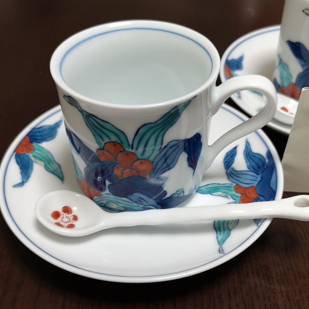 美品、色鍋島焼きのコーヒーカップ2客