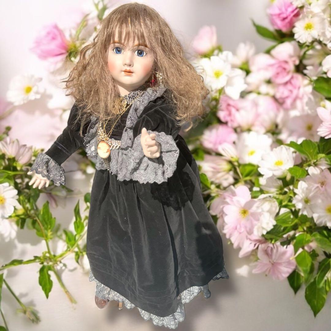 ビスクドール アーテー リプロ AT ブラックドレス 黒 シェルカメオ アクセ