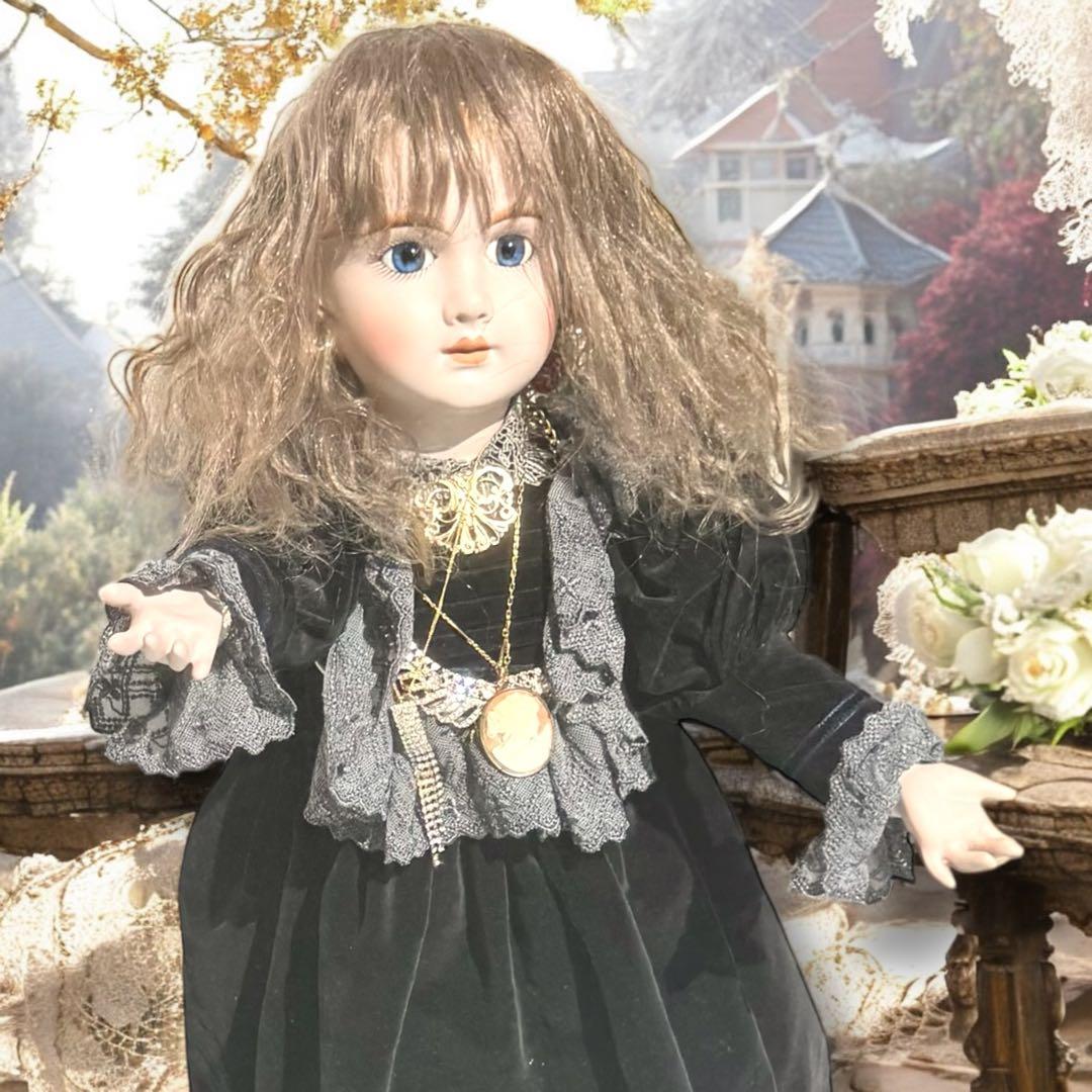 ビスクドール アーテー リプロ AT ブラックドレス 黒 シェルカメオ アクセ