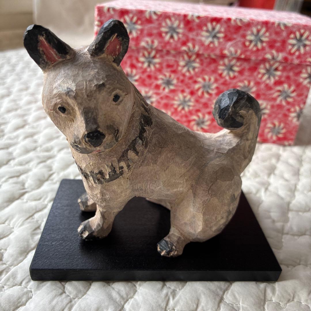 松田一戯　但馬木彫り　犬