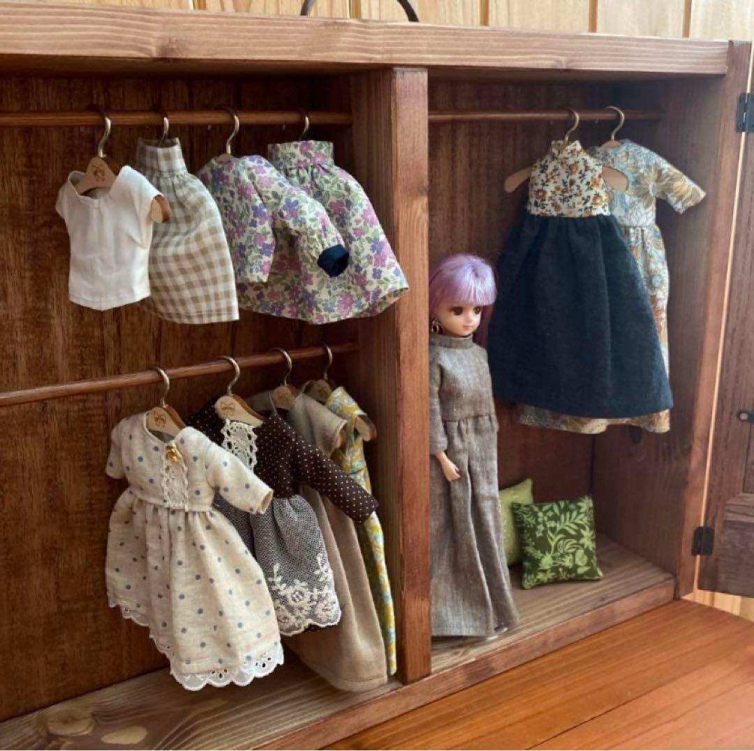 Tamasa　人形用木製クローゼット(白) ハンドメイド　リカちゃん