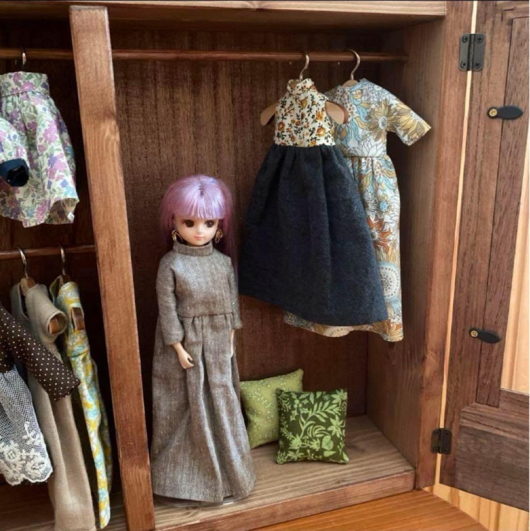 Tamasa　人形用木製クローゼット(白) ハンドメイド　リカちゃん