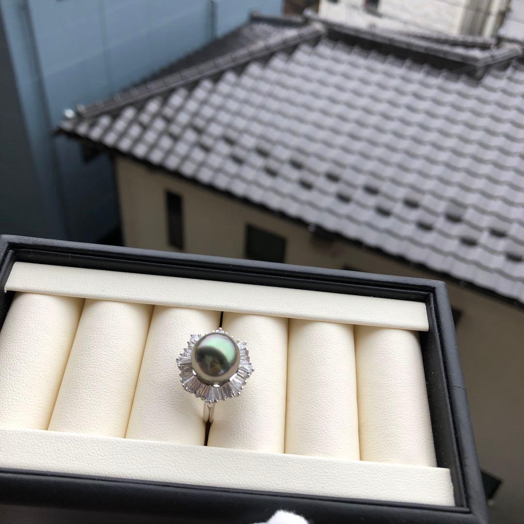南洋黒蝶真珠　タヒチパール　タヒチ真珠　リング　k42