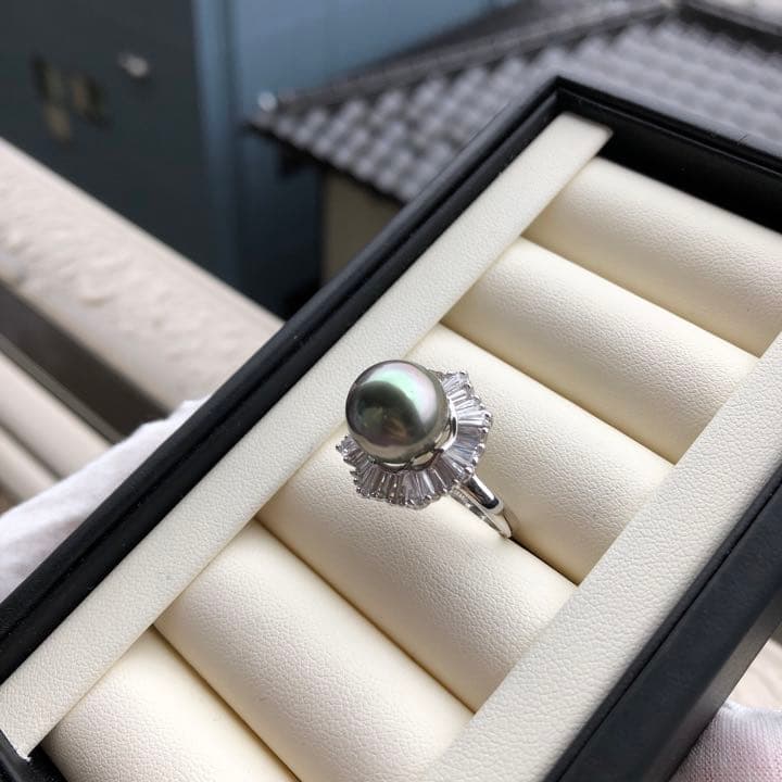 南洋黒蝶真珠　タヒチパール　タヒチ真珠　リング　k42