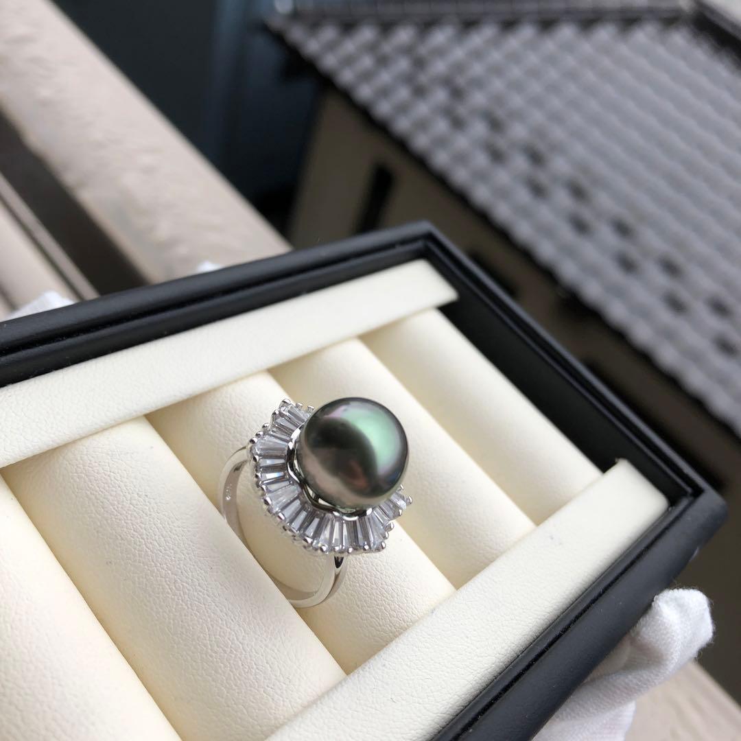 南洋黒蝶真珠　タヒチパール　タヒチ真珠　リング　k42