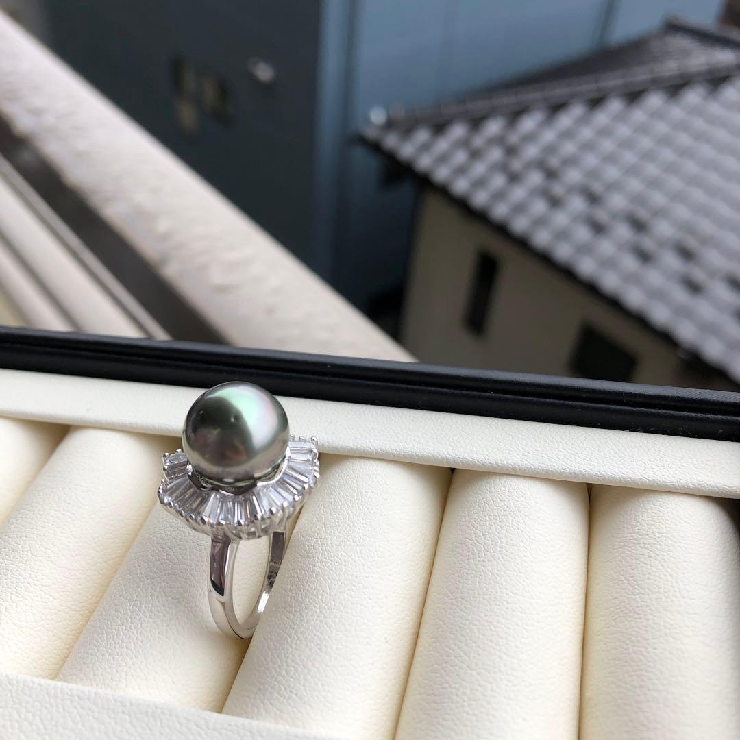 南洋黒蝶真珠　タヒチパール　タヒチ真珠　リング　k42