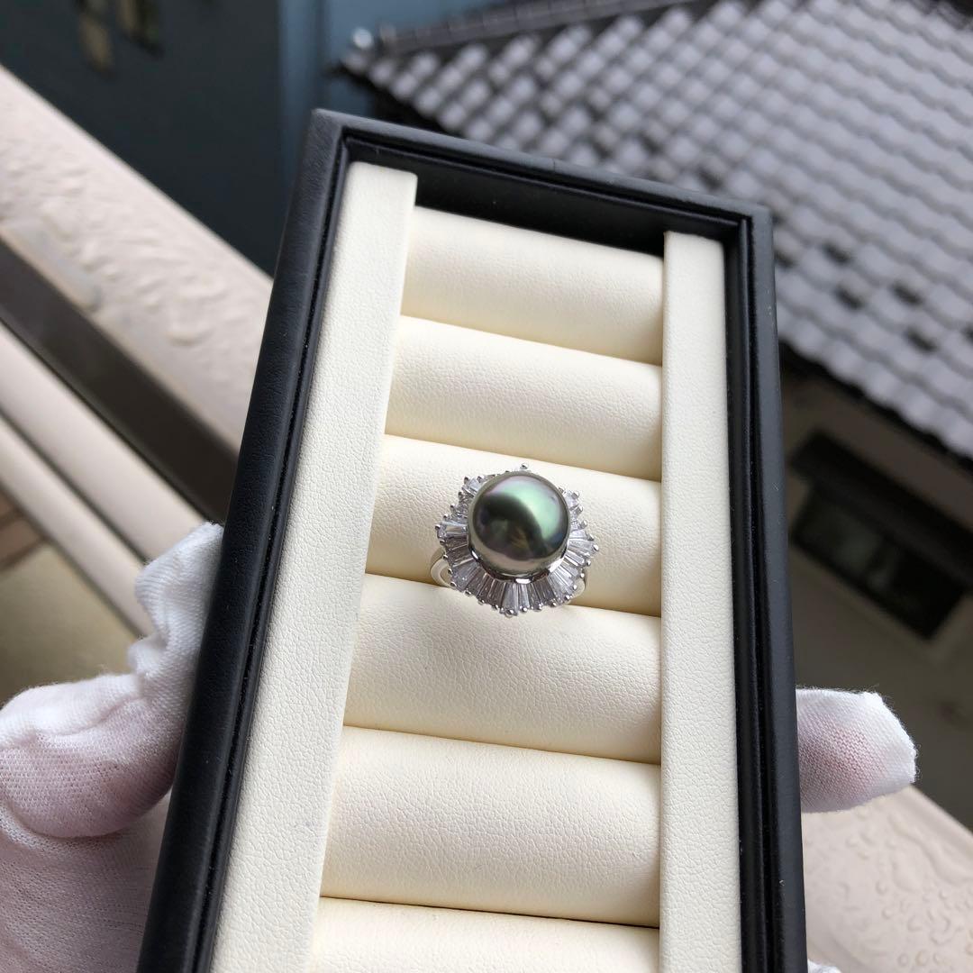 南洋黒蝶真珠　タヒチパール　タヒチ真珠　リング　k42