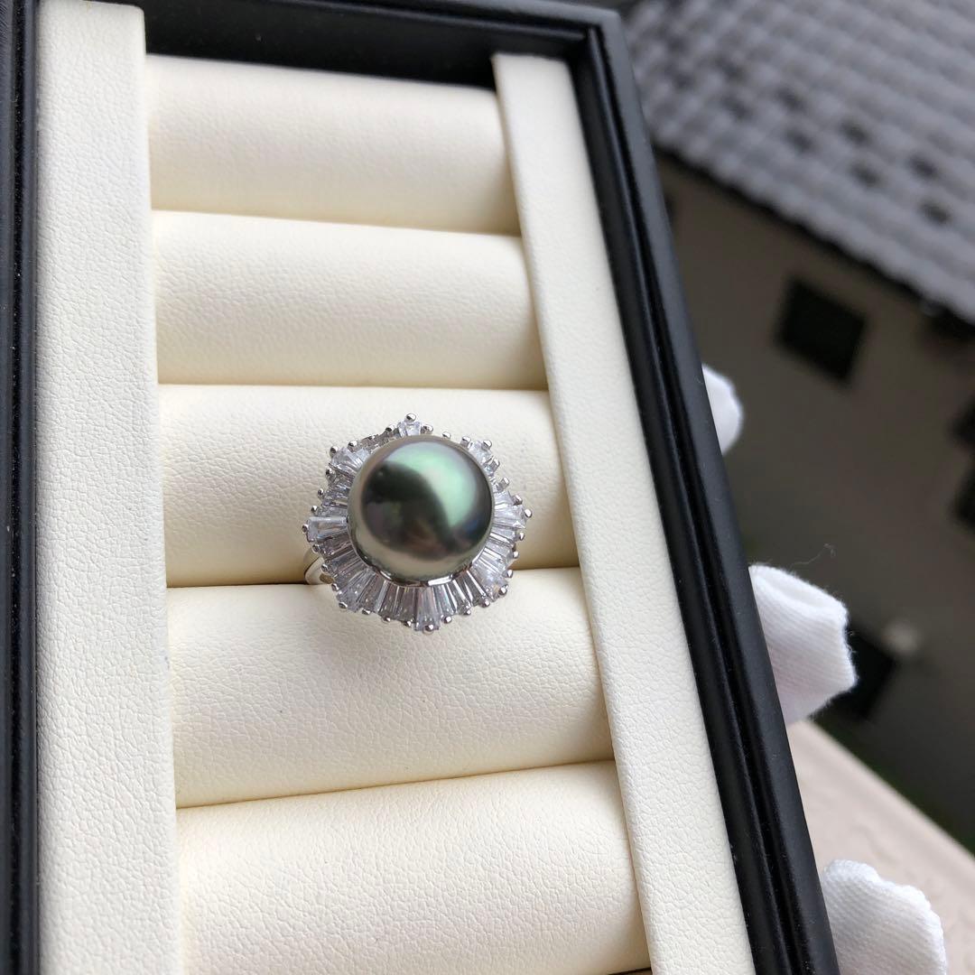 南洋黒蝶真珠　タヒチパール　タヒチ真珠　リング　k42