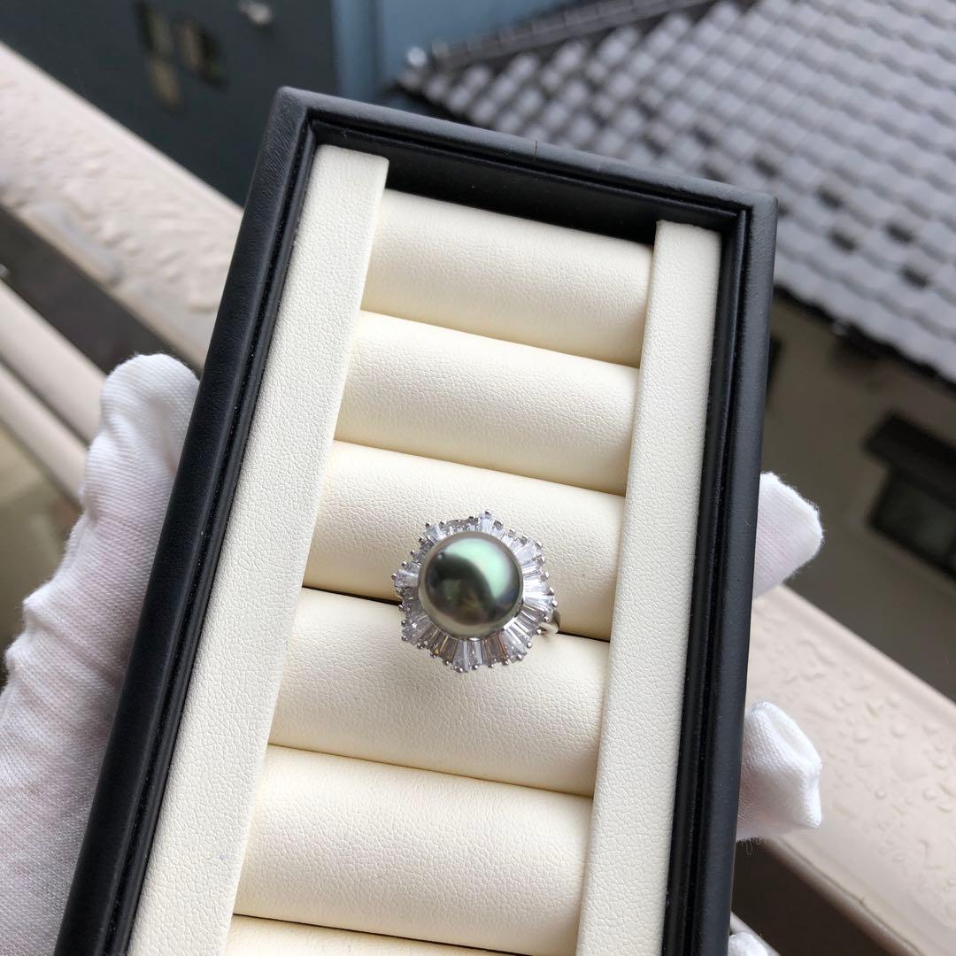 南洋黒蝶真珠　タヒチパール　タヒチ真珠　リング　k42