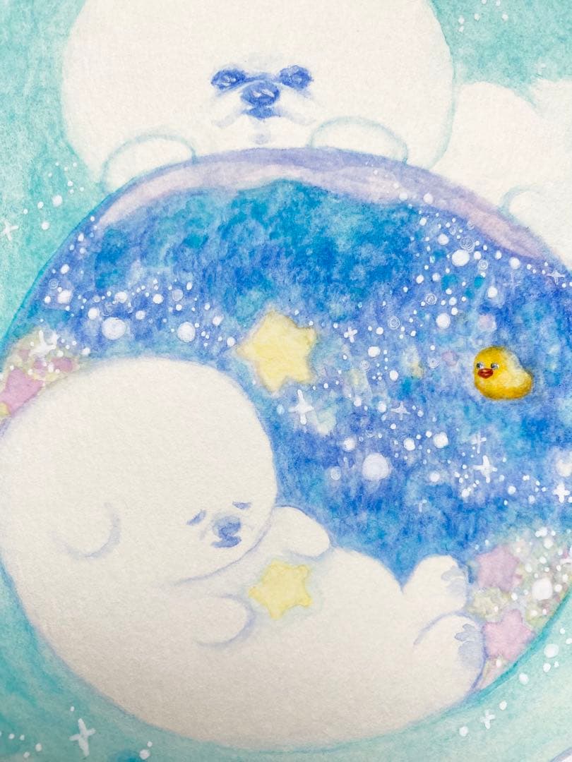 水彩画 ビションフリーゼVoyage フォトフレーム付き 絵画 犬 アート 原画