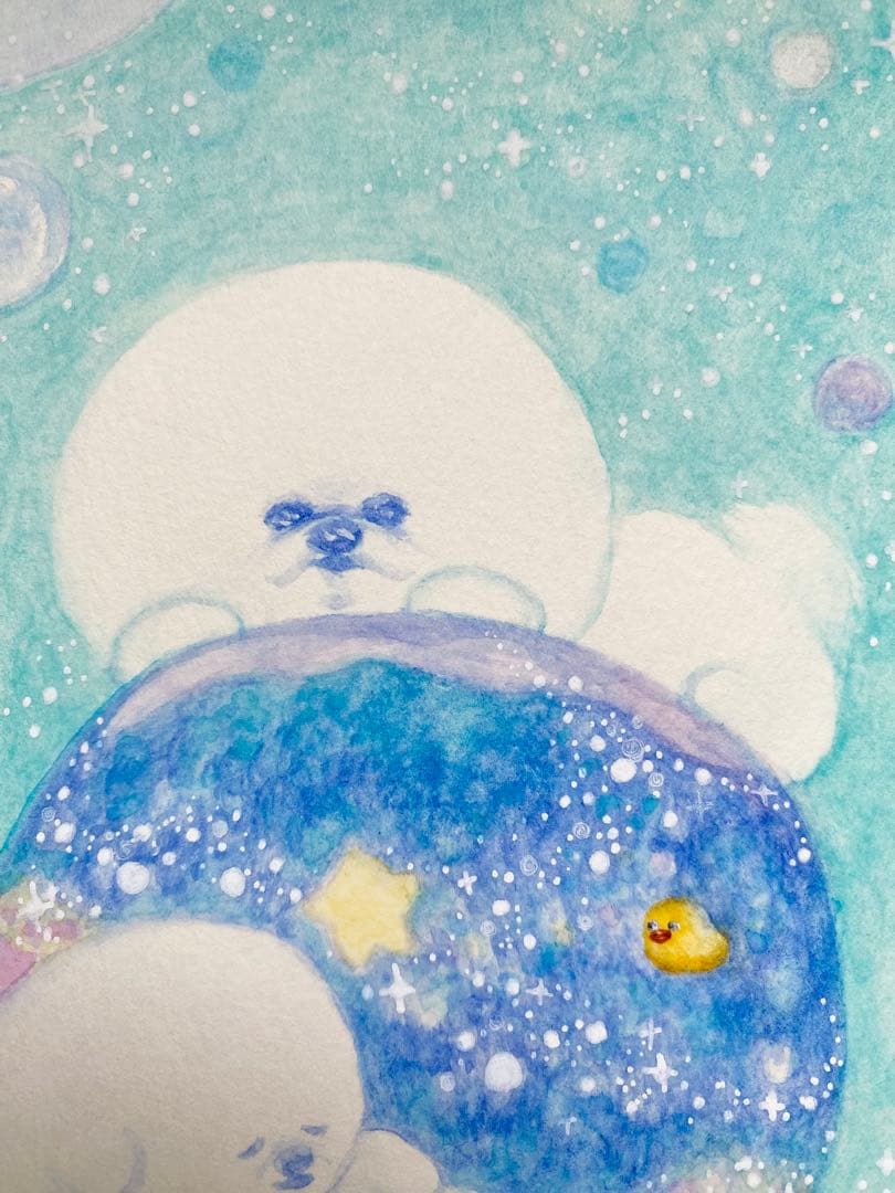 水彩画 ビションフリーゼVoyage フォトフレーム付き 絵画 犬 アート 原画