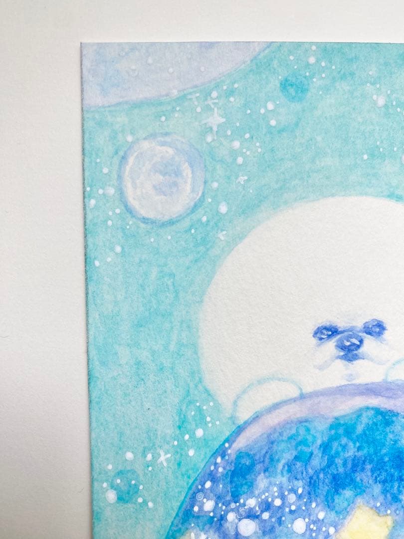 水彩画 ビションフリーゼVoyage フォトフレーム付き 絵画 犬 アート 原画