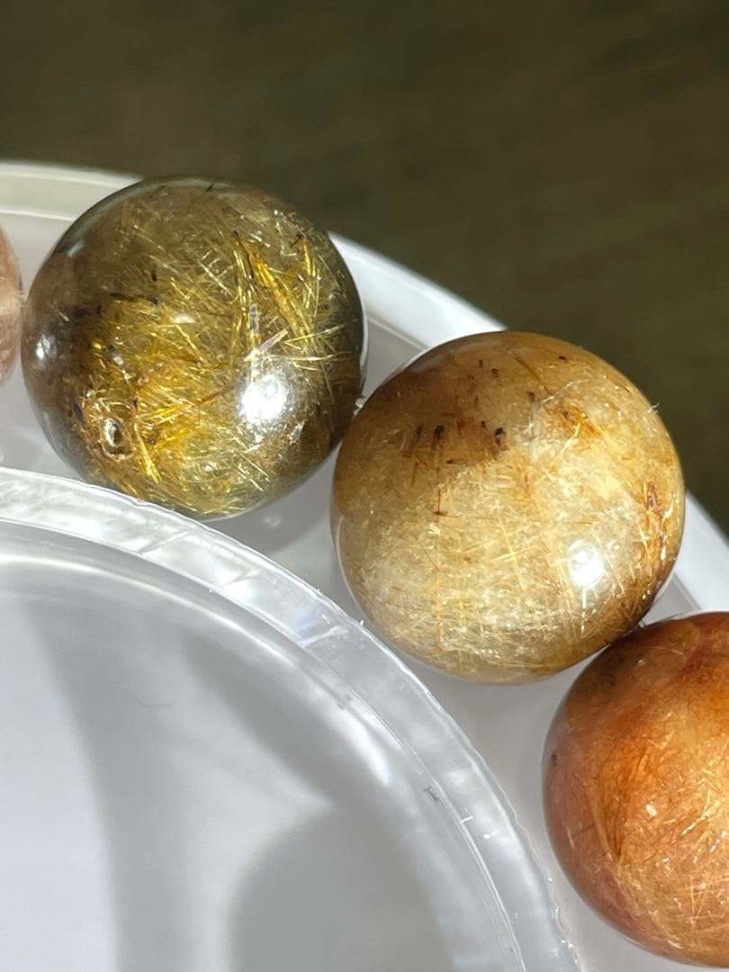 高品質シルバールチル入りミックスルチルクォーツ大玉13㎜ブレス（新品未使用）