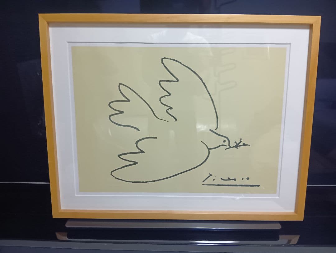 人気　美品　パブロ・ピカソ　Dove of Peace　ポスター　ウッドフレーム