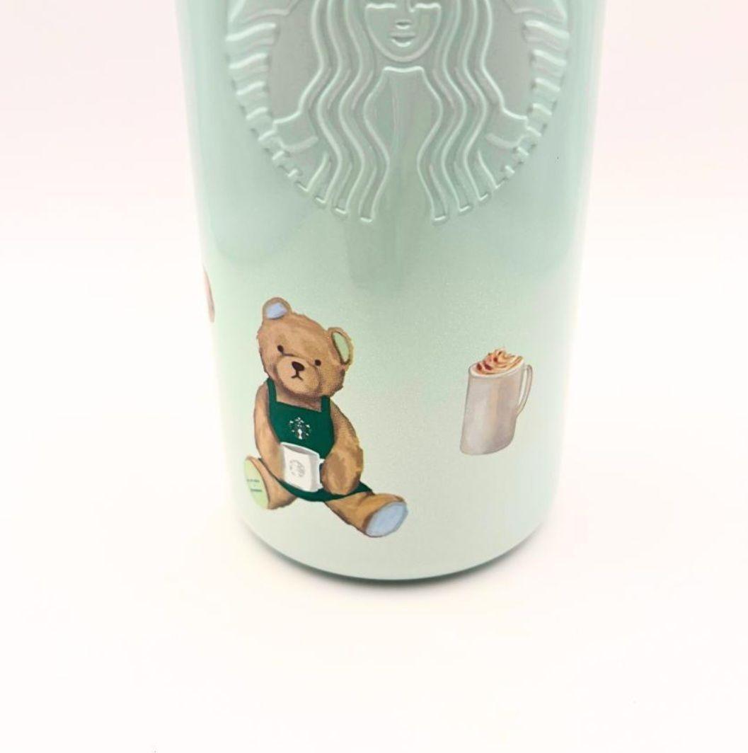 スタバ＆ジェラートピケ コラボ ベアチャーム付き　ステンレスボトル ミント
