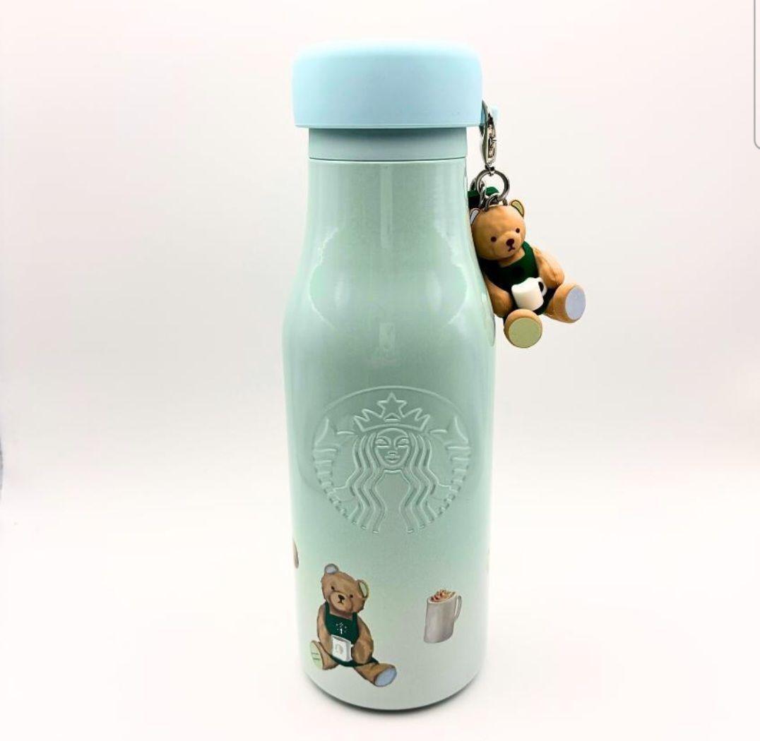 スタバ＆ジェラートピケ コラボ ベアチャーム付き　ステンレスボトル ミント