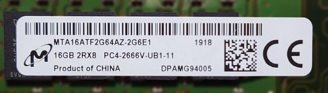 【動作確認済】メモリCrucial DDR4 2666 16GB×2枚