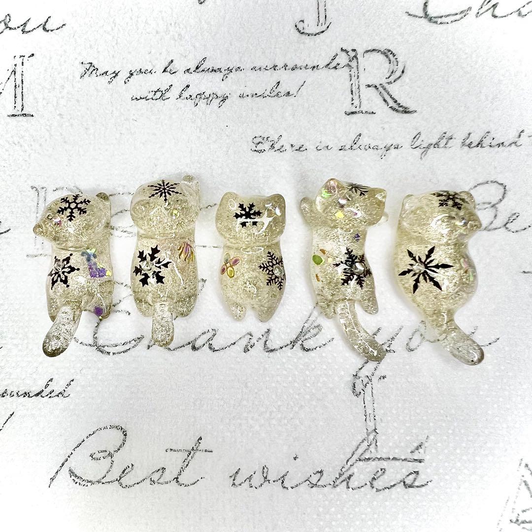 リクエスト専用　限定クリスマス　雪の結晶　猫　5個セット