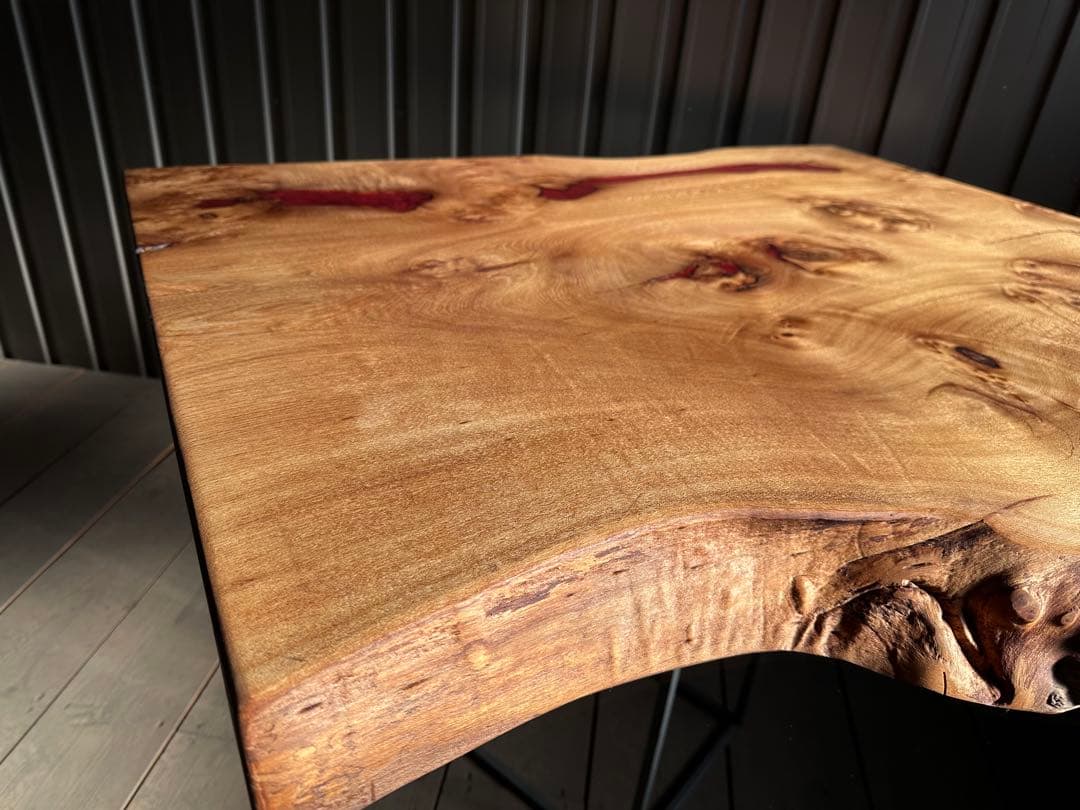 樺　一枚板　テーブル　無垢材　レジン　栃ウォールナットポプラ楠欅モンキー