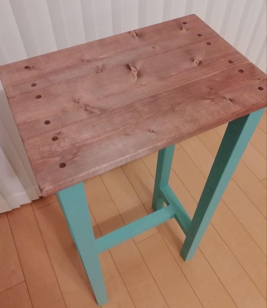 ハンドメイドテーブル/ハイテーブル/ミストグリーン【送料込み】