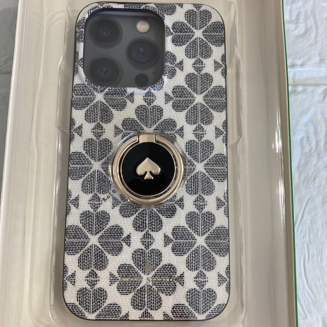 新品kate spade⭐️iPhone15PROリング付きスマホケース　スペード