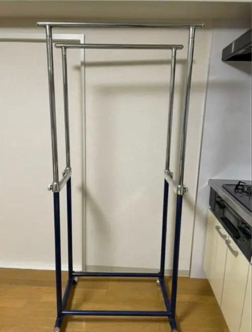 可動式ハンガーラック ネイビー/シルバー