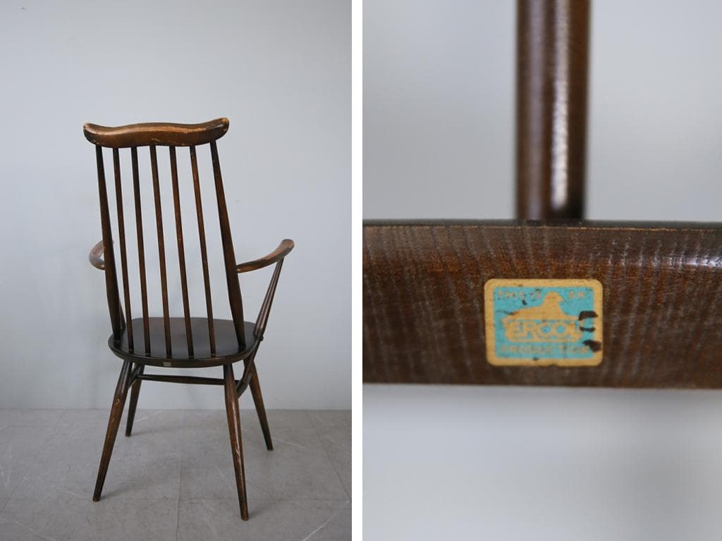 英国アンティークアーコールゴールドスミスアームチェア/ダイニングイス92-260