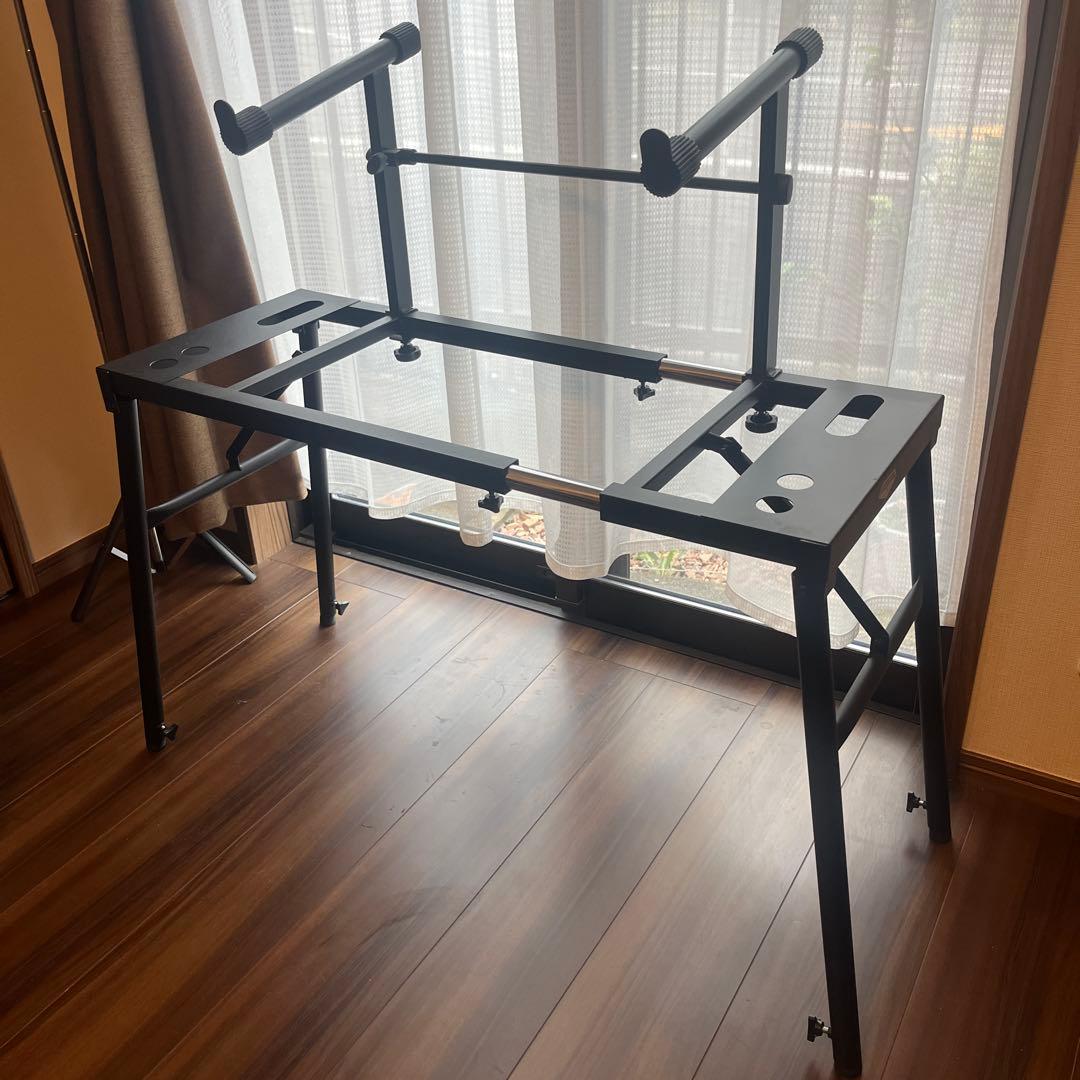 キーボードスタンド 2段 折りたたみ式 横幅/高さ調節可能 ピアノスタンド