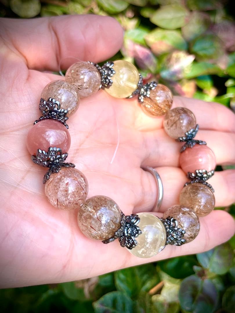 豪華大玉♦︎ブラックゴールドスーパーセブンブレスレット