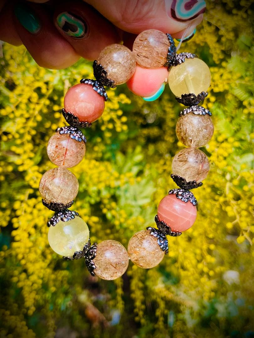 豪華大玉♦︎ブラックゴールドスーパーセブンブレスレット