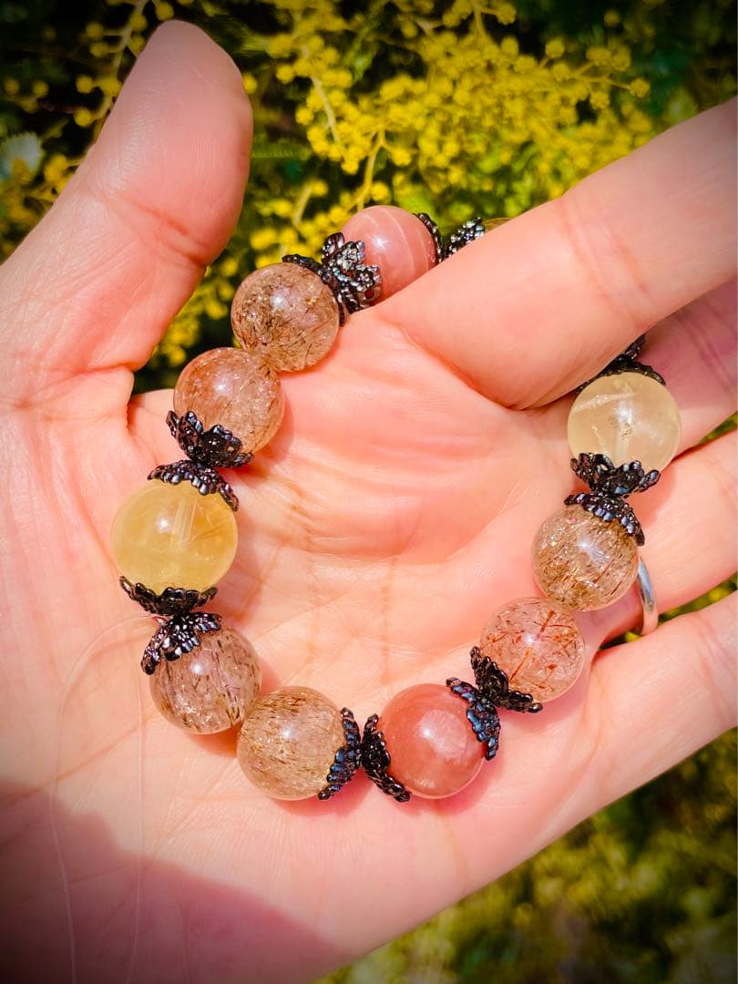 豪華大玉♦︎ブラックゴールドスーパーセブンブレスレット