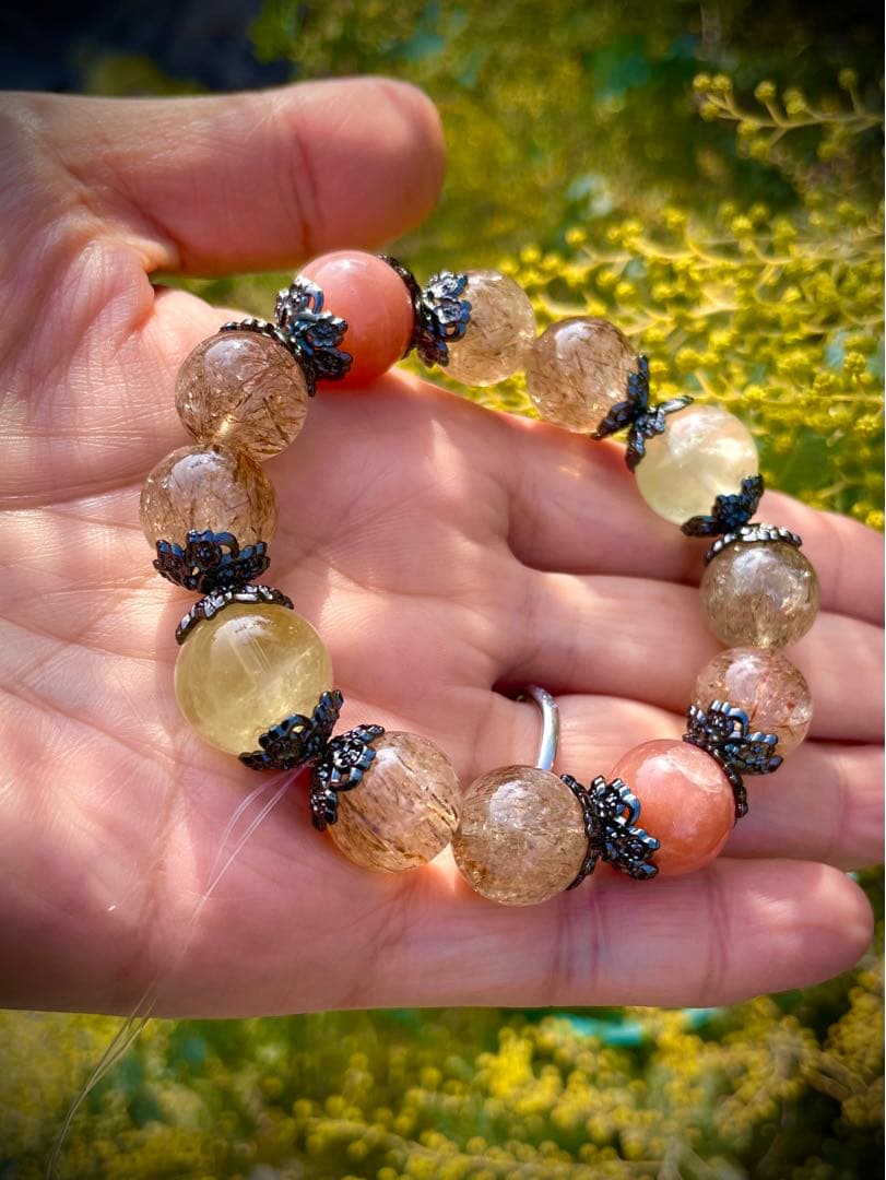 豪華大玉♦︎ブラックゴールドスーパーセブンブレスレット