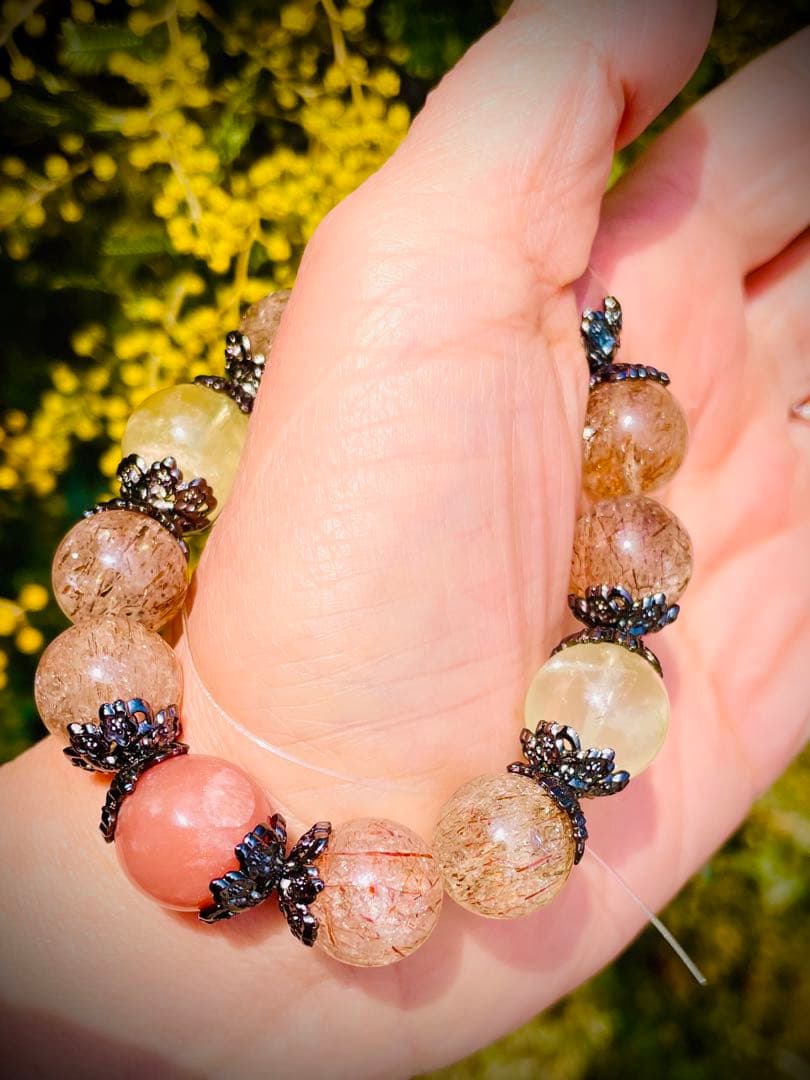 豪華大玉♦︎ブラックゴールドスーパーセブンブレスレット