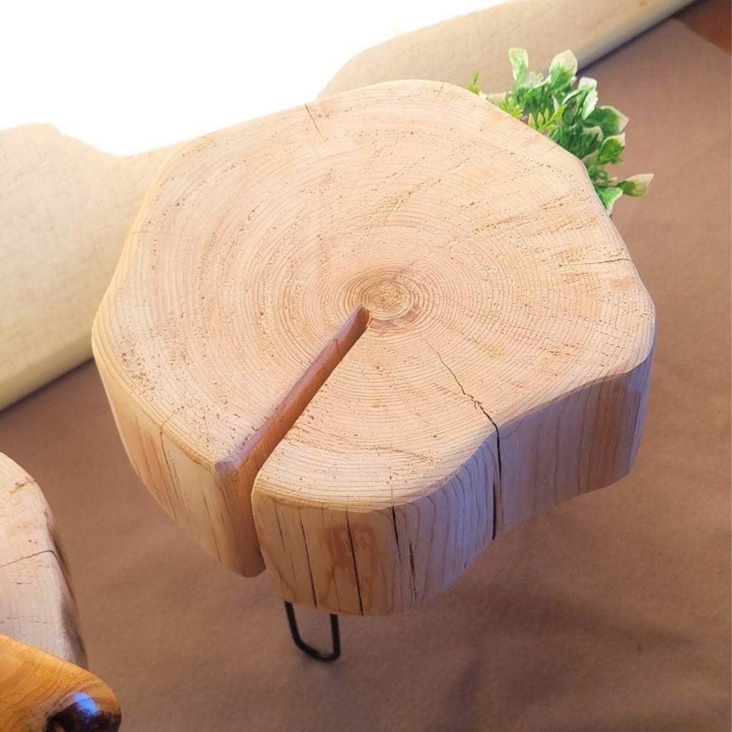 天然アロマ ひのきのアイアンレッグテーブル 無垢無塗装 オーガニック