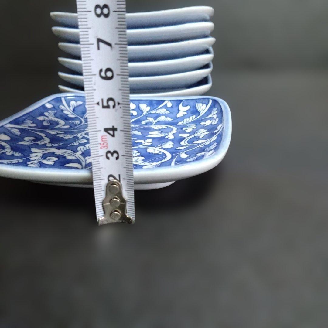 未使用 有田焼 有陶 唐草模様 角銘々皿7枚 取皿