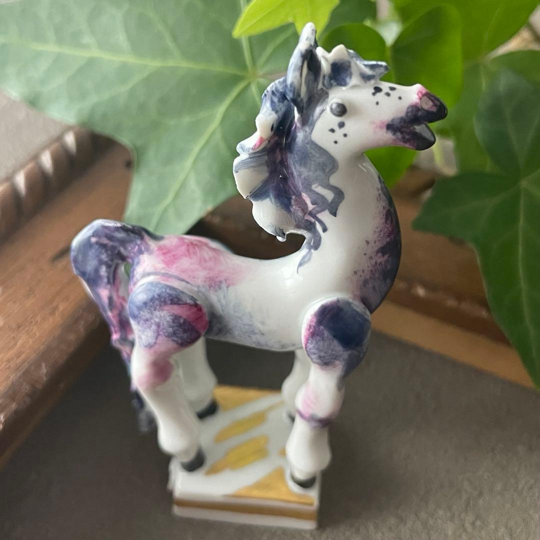Meissen マイセン ミニ干支 ウマ　紫