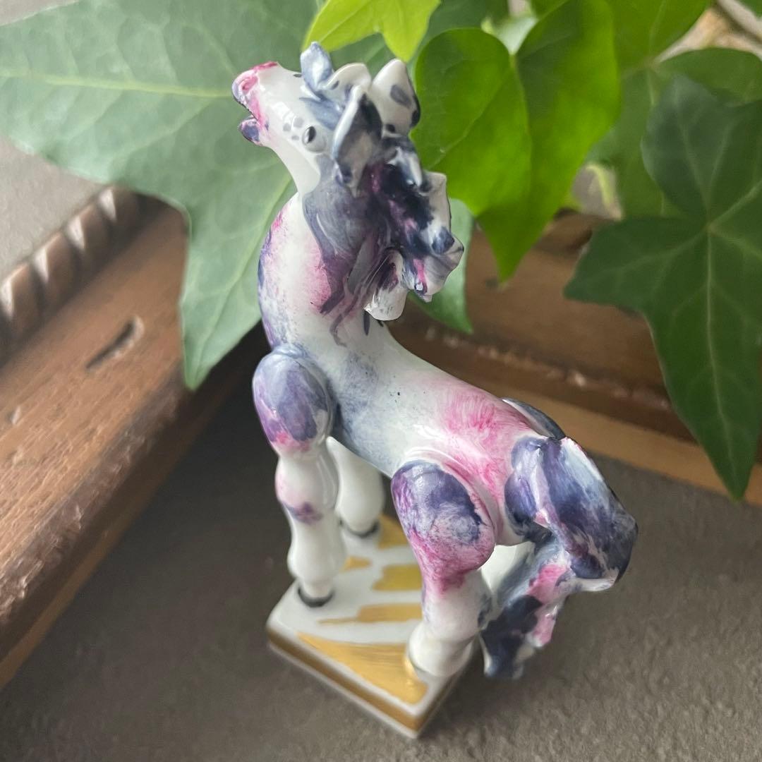 Meissen マイセン ミニ干支 ウマ　紫