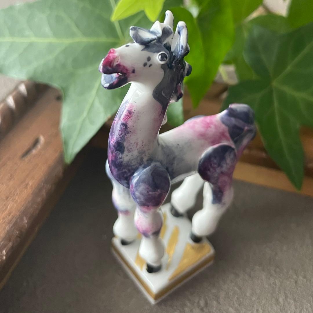 Meissen マイセン ミニ干支 ウマ　紫
