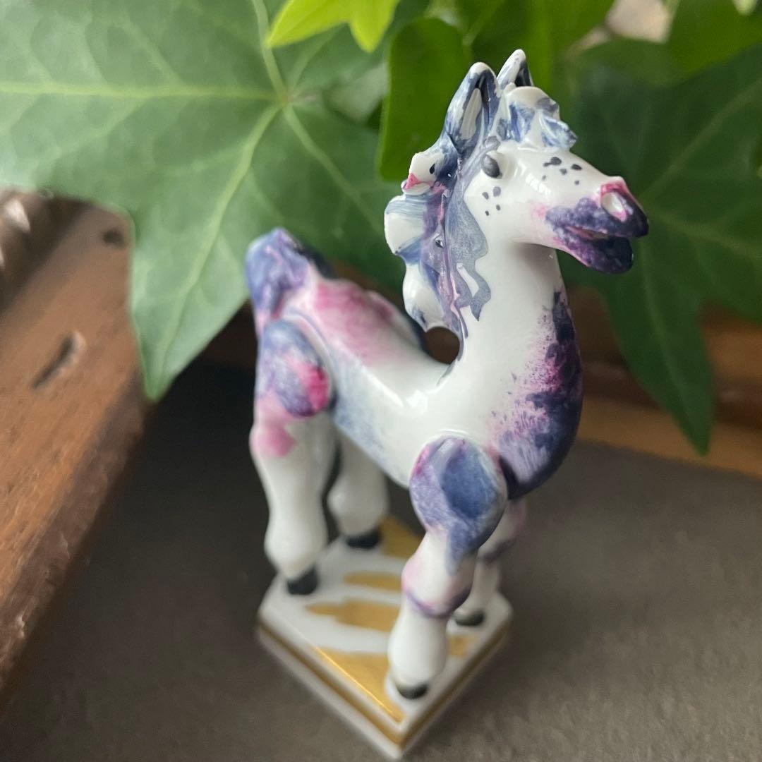 Meissen マイセン ミニ干支 ウマ　紫