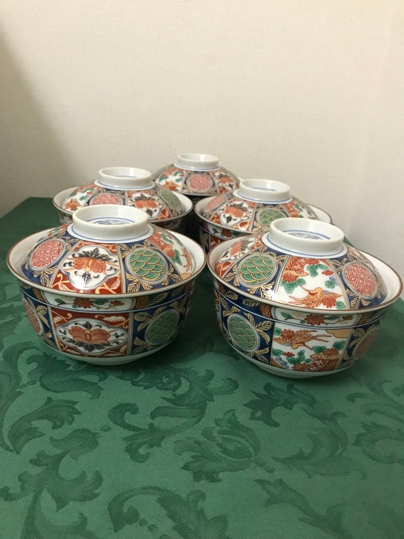 有田焼 龍峰窯 林斎 蓋付き 雑煮碗丼ぶり 古伊万里 5客セット 木箱付き