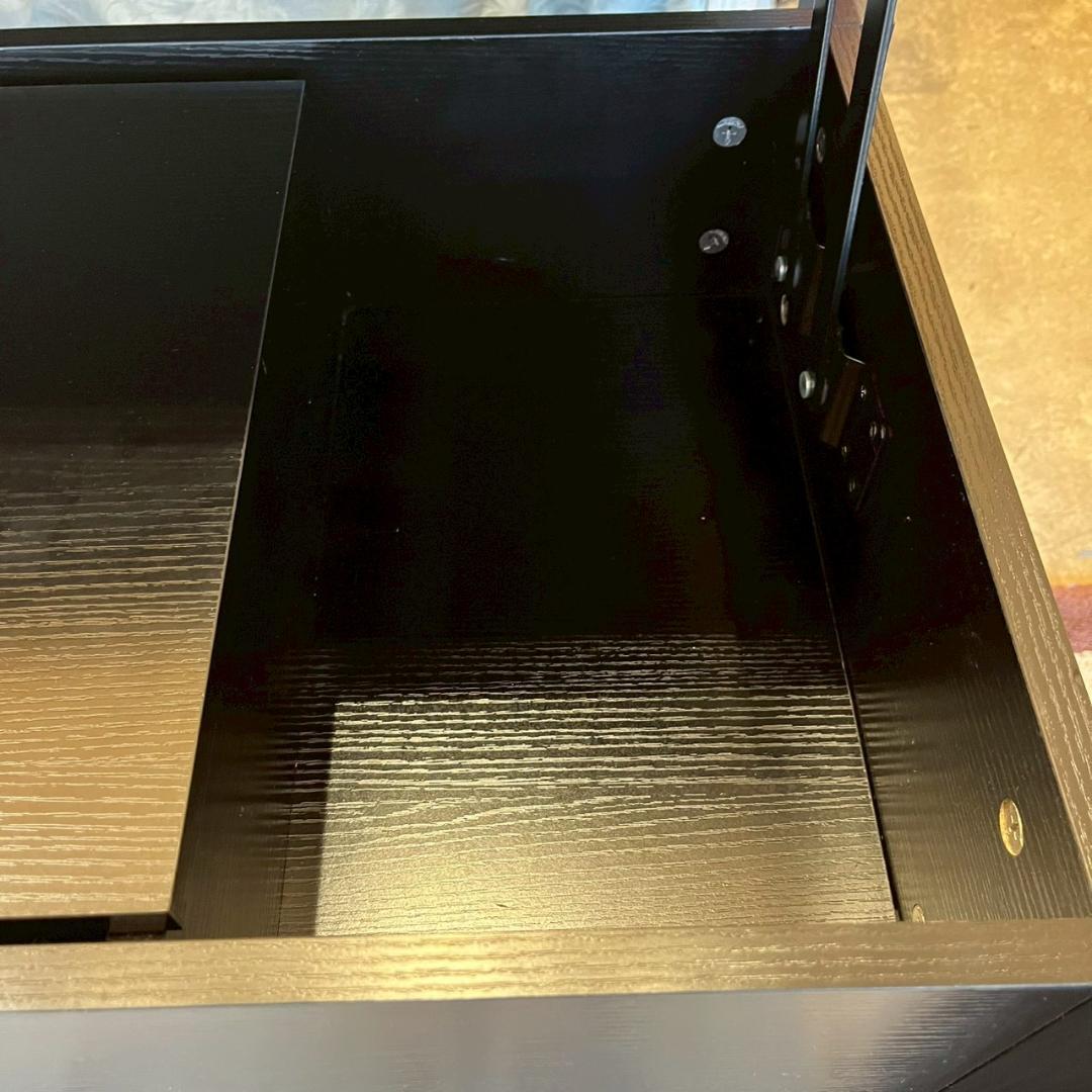 【 美品 】 ローテーブル 折り畳み式天板 収納付き ブラック 昇降式 幅100