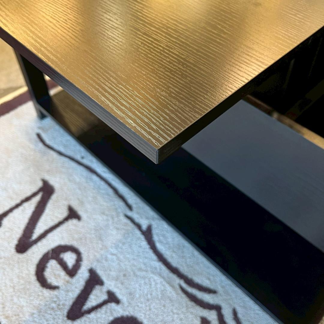 【 美品 】 ローテーブル 折り畳み式天板 収納付き ブラック 昇降式 幅100