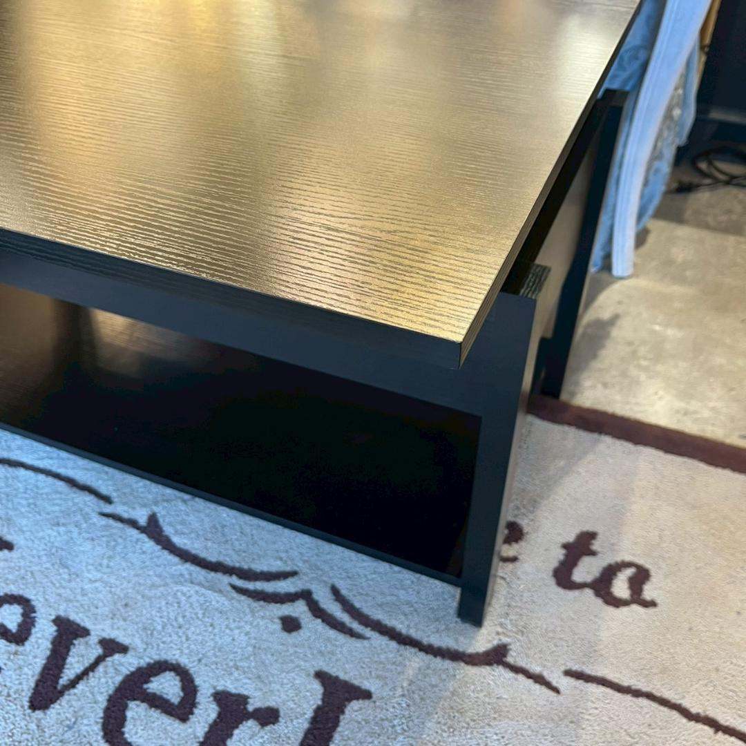 【 美品 】 ローテーブル 折り畳み式天板 収納付き ブラック 昇降式 幅100