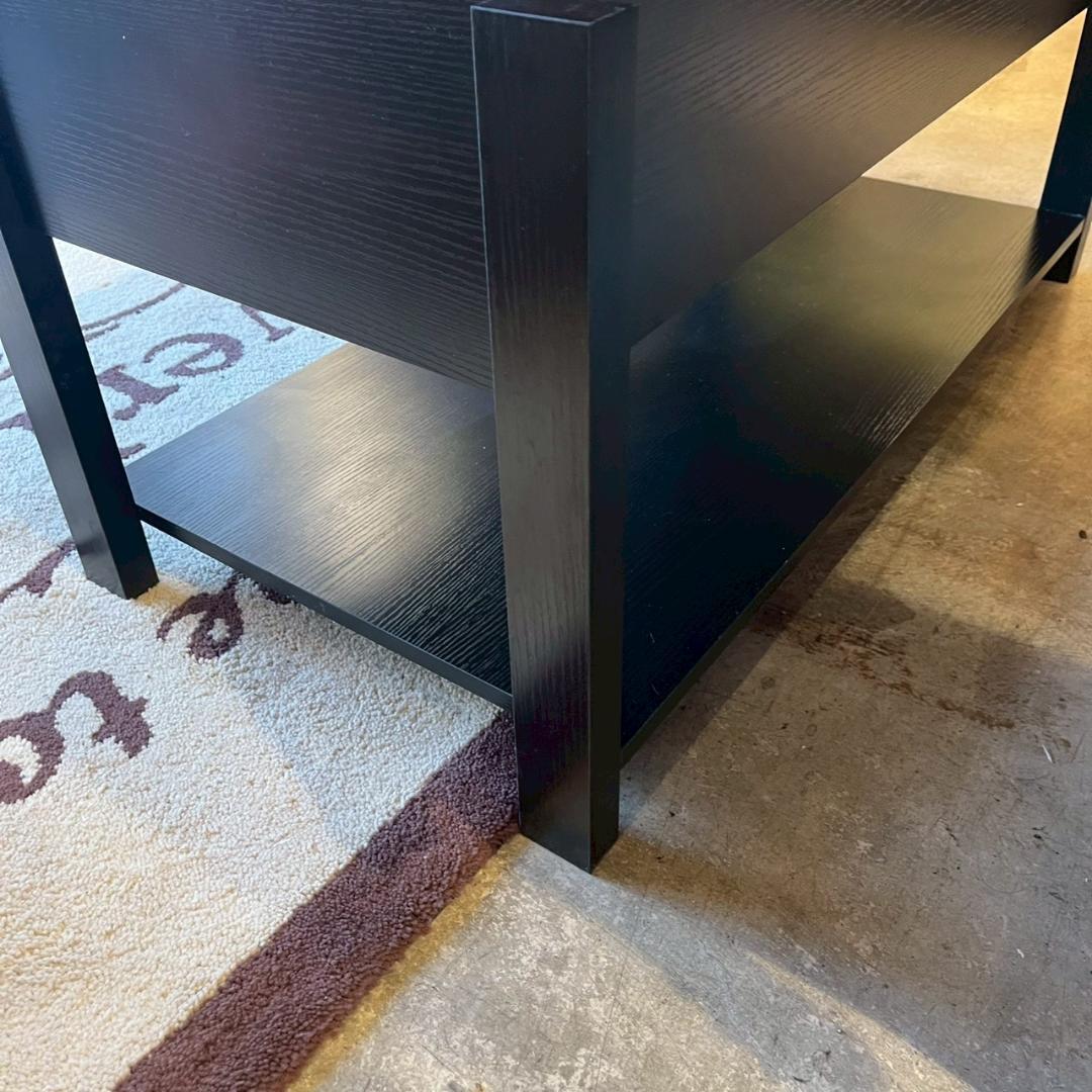 【 美品 】 ローテーブル 折り畳み式天板 収納付き ブラック 昇降式 幅100