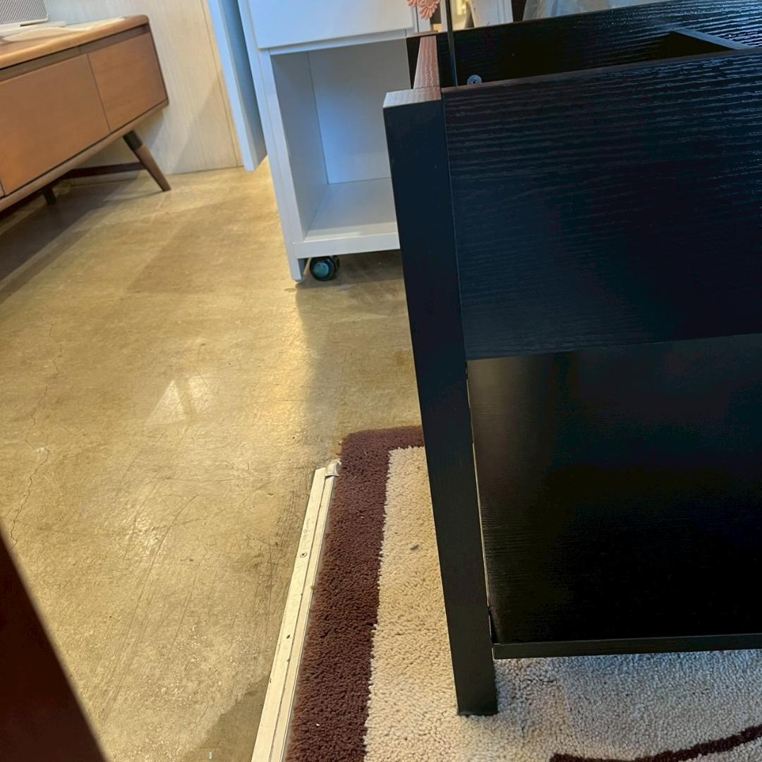 【 美品 】 ローテーブル 折り畳み式天板 収納付き ブラック 昇降式 幅100