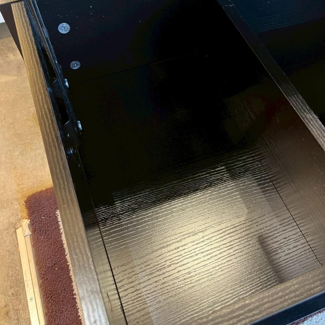 【 美品 】 ローテーブル 折り畳み式天板 収納付き ブラック 昇降式 幅100