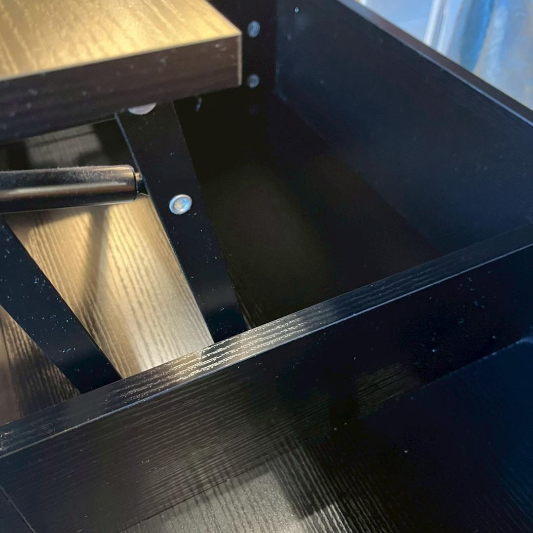 【 美品 】 ローテーブル 折り畳み式天板 収納付き ブラック 昇降式 幅100